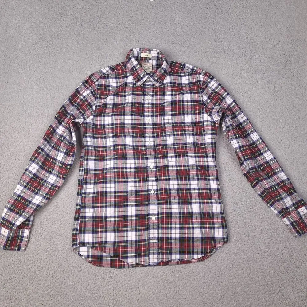 J Crew Shirt Mens Small Slim Plaid The Broken-in Oxford Organic Cotton Button Up